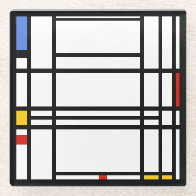 Piet Mondrian, Composition 10 Glass Coaster (Front)