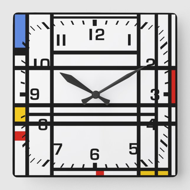 Piet Mondrian, Composition 10 Square Wall Clock (Front)