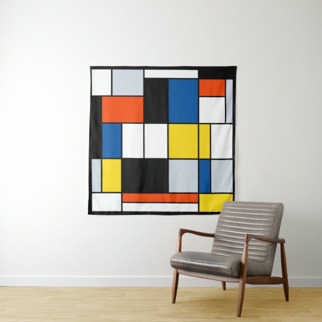 Piet Mondrian Composition A - Abstract Modern Art Tapestry (In Situ (Horizontal))