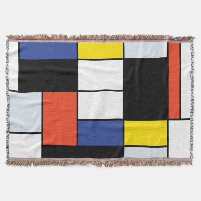 Piet Mondrian Composition A - Abstract Modern Art Throw Blanket (Front)