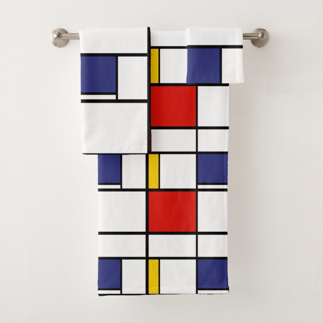 Piet Mondrian, Composition C Bath Towel Set (Insitu)