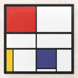 Piet Mondrian, Composition C Glass Coaster
