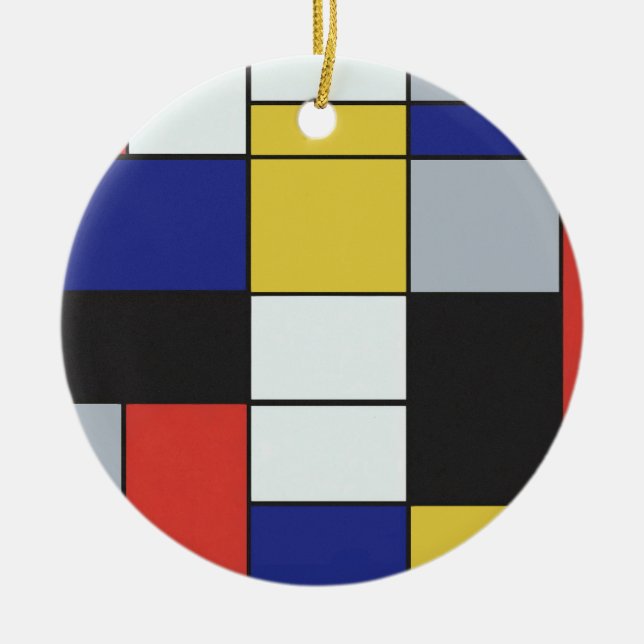 Piet Mondrian - Composition Geometric Abstract  Ceramic Tree Decoration (Front)