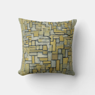 Piet Mondrian Composition in Brown and Grey Cushion