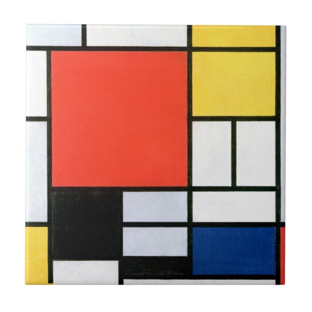 Piet Mondrian Composition Red Yellow Blue Black Tile (Front)