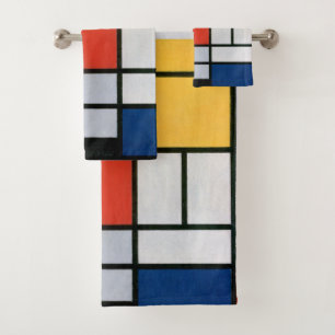 Piet Mondrian Composition Red Yellow Blue Print Bath Towel Set