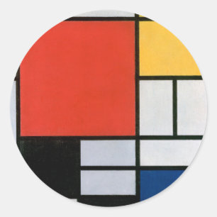 Piet Mondrian Composition Red Yellow Blue Print Classic Round Sticker