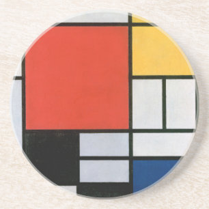 Piet Mondrian Composition Red Yellow Blue Print Coaster