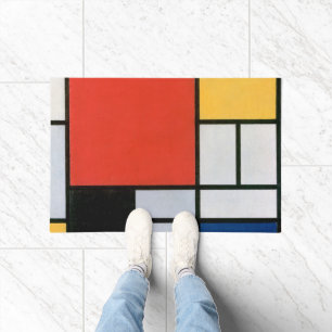 Piet Mondrian Composition Red Yellow Blue Print Doormat