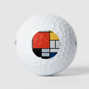 Piet Mondrian Composition Red Yellow Blue Print Golf Balls