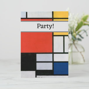 Piet Mondrian Composition Red Yellow Blue Print Invitation
