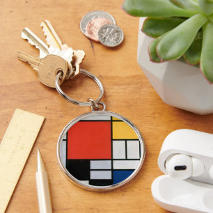 Piet Mondrian Composition Red Yellow Blue Print Key Ring
