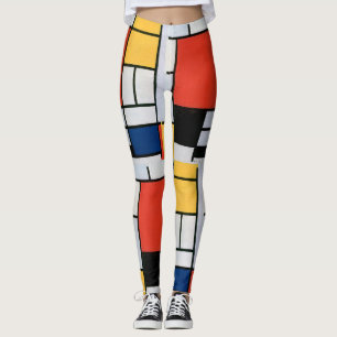 Piet Mondrian Composition Red Yellow Blue Print Leggings