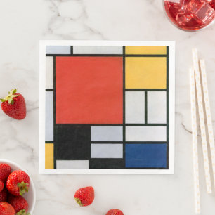 Piet Mondrian Composition Red Yellow Blue Print Napkin