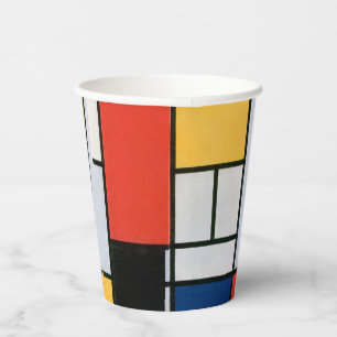 Piet Mondrian Composition Red Yellow Blue Print Paper Cups