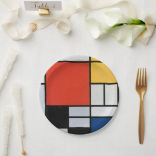 Piet Mondrian Composition Red Yellow Blue Print Paper Plate