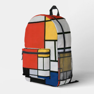 Piet Mondrian Composition Red Yellow Blue Print Printed Backpack