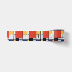 Piet Mondrian Composition Red Yellow Blue Print Satin Ribbon