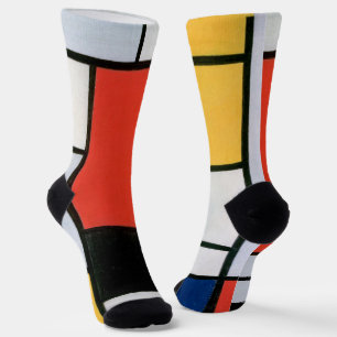 Piet Mondrian Composition Red Yellow Blue Print Socks