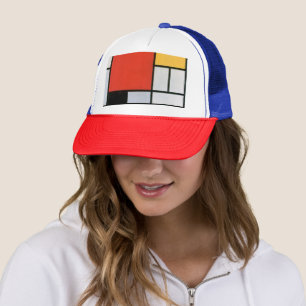 Piet Mondrian Composition Red Yellow Blue Print Trucker Hat