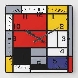 Piet Mondrian, Composition with Large Red Plane Square Wall Clock