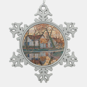 Piet Mondrian - Farm Near Duivendrecht Snowflake Pewter Christmas Ornament