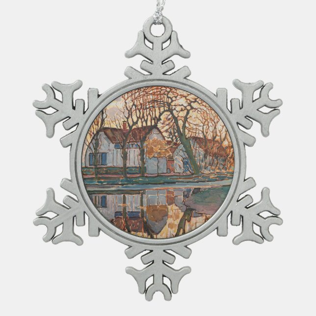 Piet Mondrian - Farm Near Duivendrecht Snowflake Pewter Christmas Ornament (Front)