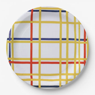 Piet Mondrian New York City I Abstract Art Paper Plate