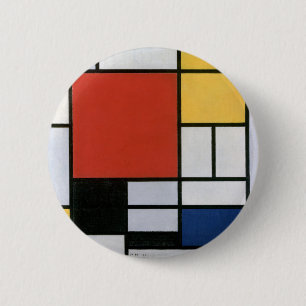 Piet Mondrian Red Blue Yellow Abstract Art 6 Cm Round Badge