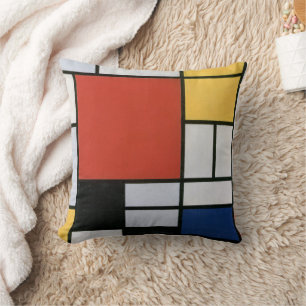 Piet Mondrian Red Blue Yellow Abstract Art Cushion
