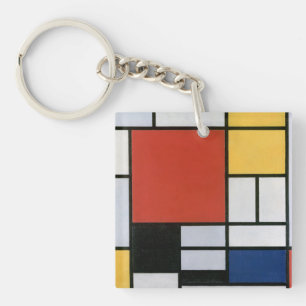 Piet Mondrian Red Blue Yellow Abstract Art Key Ring