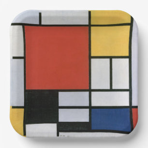 Piet Mondrian Red Blue Yellow Abstract Art Paper Plate