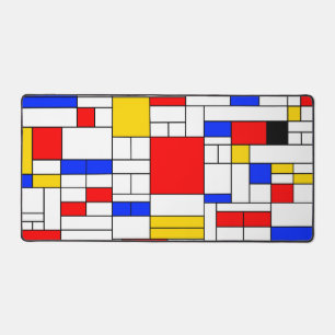 Piet Mondrian Style Abstract Art Desk Mat