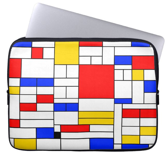 Piet Mondrian Style Abstract Art Laptop Sleeve (Front)