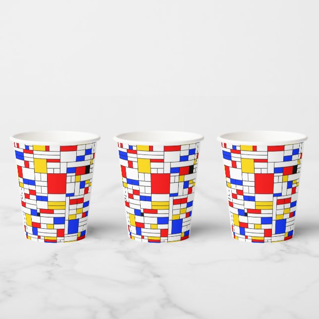 Piet Mondrian Style Abstract Art Paper Cups (Multi)