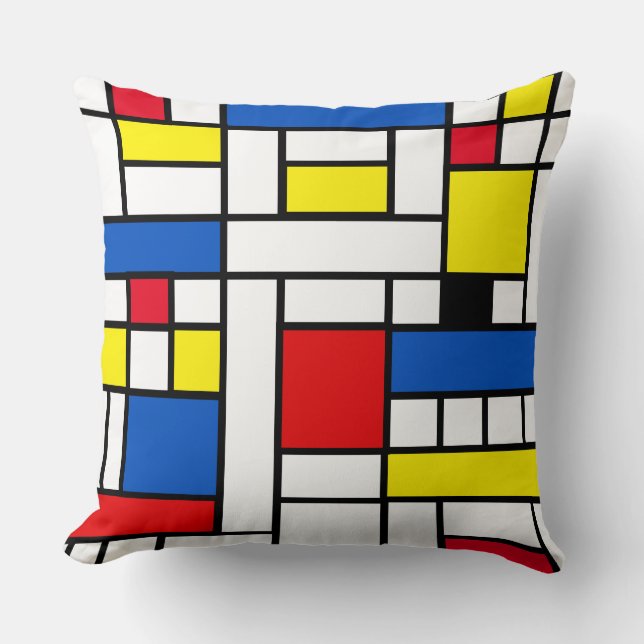 Piet Mondrian Style Abstract Art Throw Pillow (Front)