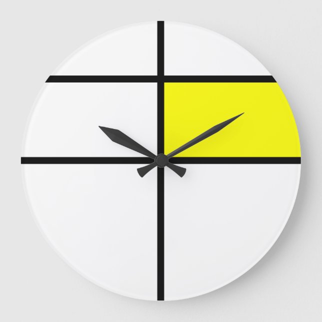 Piet Mondrian style design: yellow Large Clock (Front)