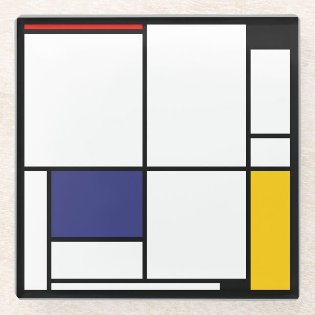Piet Mondrian, Tableau 1 Glass Coaster (Front)