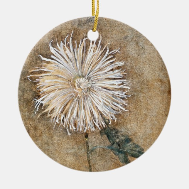 Piet Mondrian's Chrysanthemum - Timeless Elegance Ceramic Tree Decoration (Front)