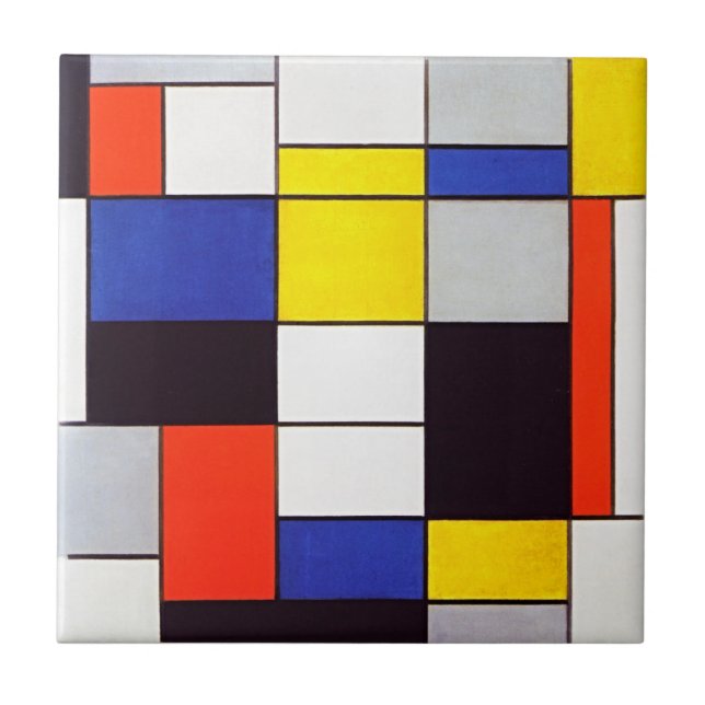 Piet Mondrian's Composition A - Digitally Enhanced Tile (Front)