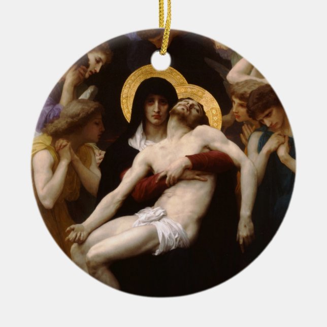 pieta Jesus Christ and Virgin Mary Ceramic Tree Decoration (Front)