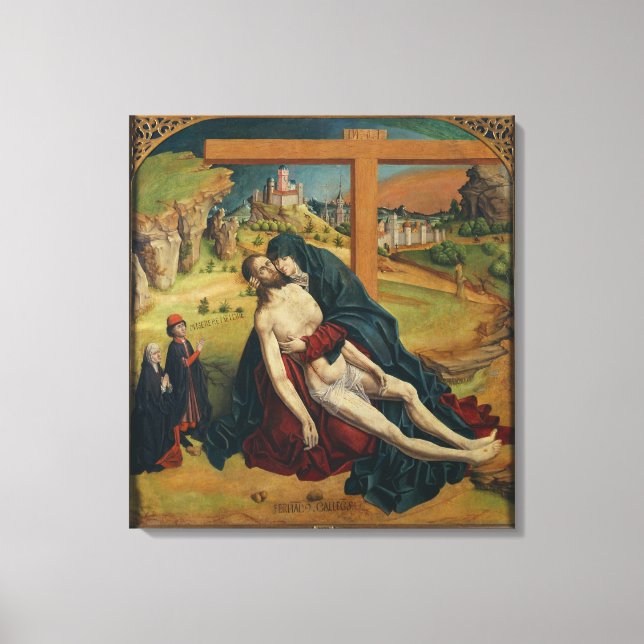Pieta with Two Donors (oil on panel) Canvas Print (Front)
