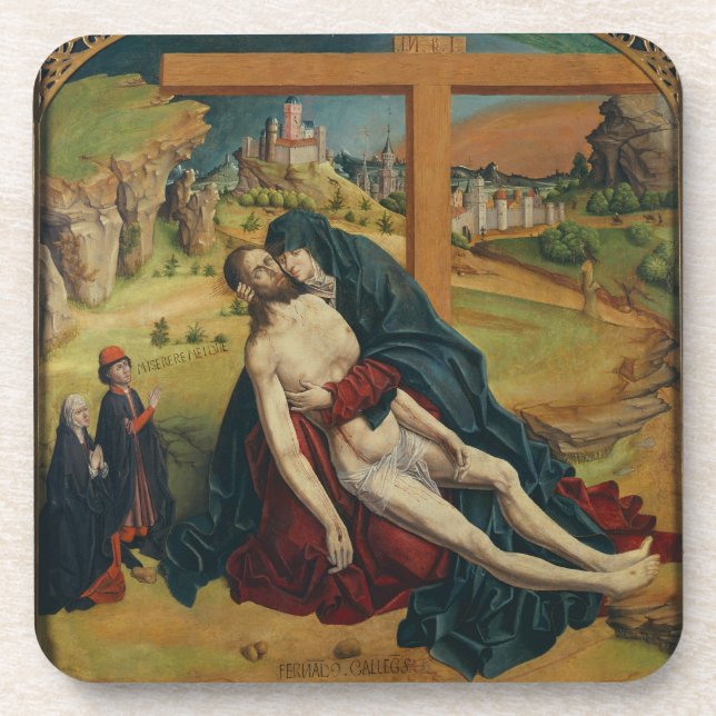 Pieta with Two Donors (oil on panel) Coaster (Front)