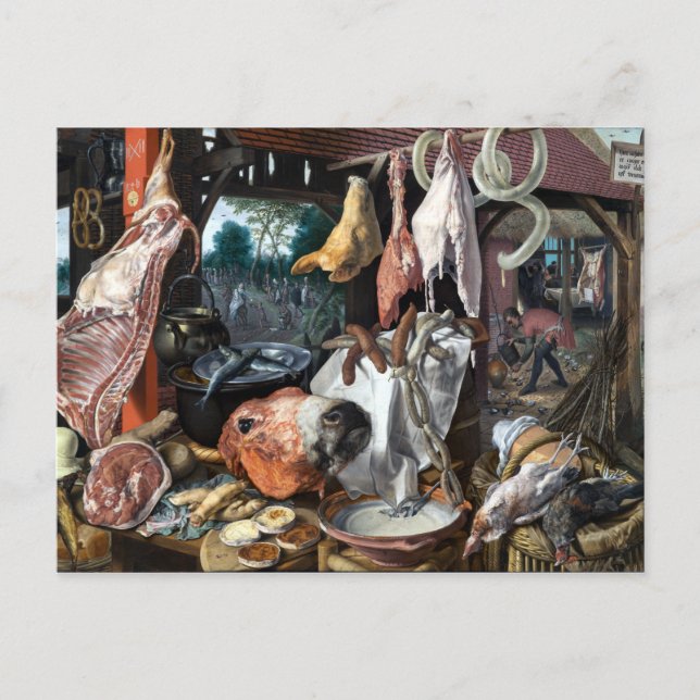 Pieter Aertsen A Meat Stall with the Holy Family Postcard (Front)