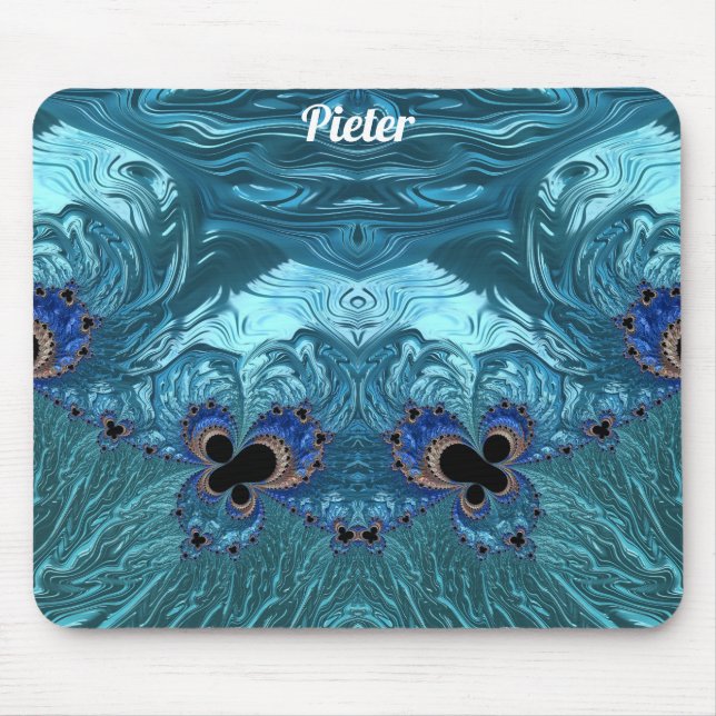 PIETER ~ Blue Aqua and Black Design  Mouse Mat (Front)
