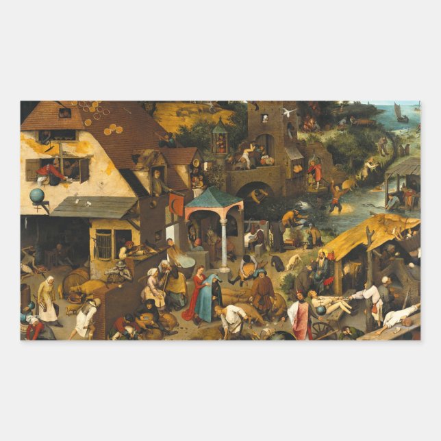 Pieter Bruegel the Elder - Netherlandish Proverbs Rectangular Sticker (Front)