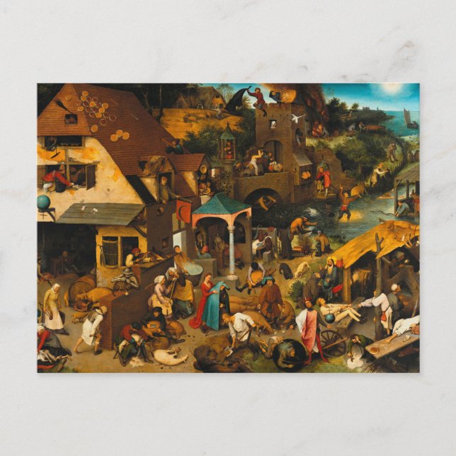 Pieter Bruegel The Elder - The Dutch Proverbs Postcard (Front)