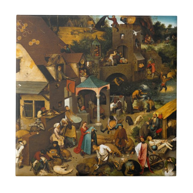 Pieter Bruegel the Elder - The Dutch Proverbs Tile (Front)