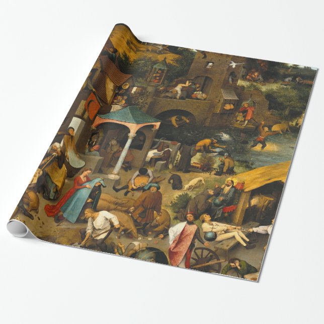 Pieter Bruegel the Elder - The Dutch Proverbs Wrapping Paper (Unrolled)