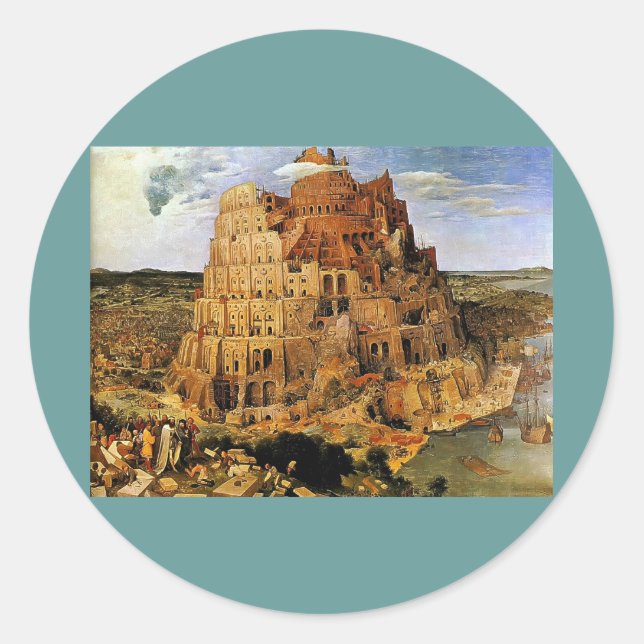 Pieter Bruegel's "The Tower of Babel" (circa 1563) Classic Round Sticker (Front)